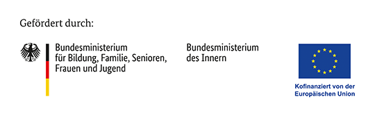 Logos des Bundesministerium für Bildung, Familie, Senioren, Frauen und Jugend, des Bundesministerium des Innern und der Europäischen Union